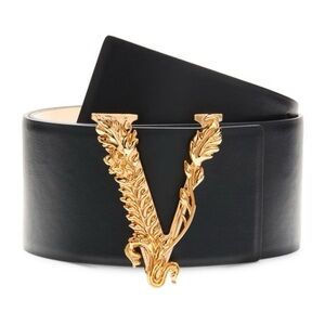 Versace Virtus Slide Buckle Leather Belt